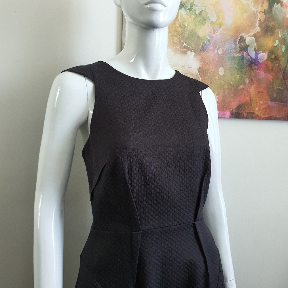 Coast UK Size 12 Black Fit and Flare Box Pleated Cap Sleeve Dress NWOT - Picture 10 of 12